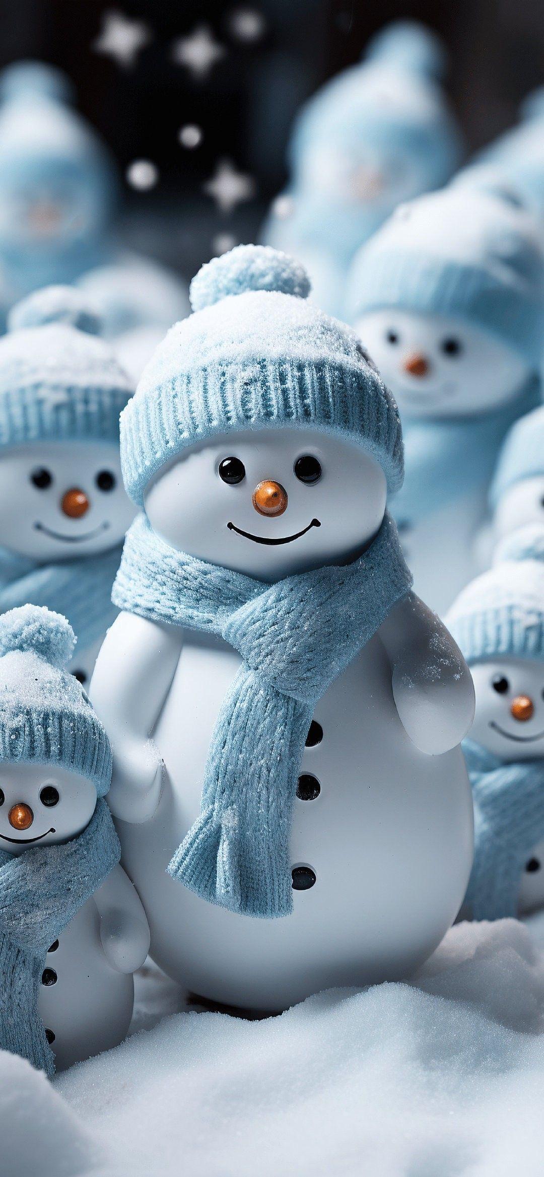 Adorable Snowman Family in Winter Wonderland