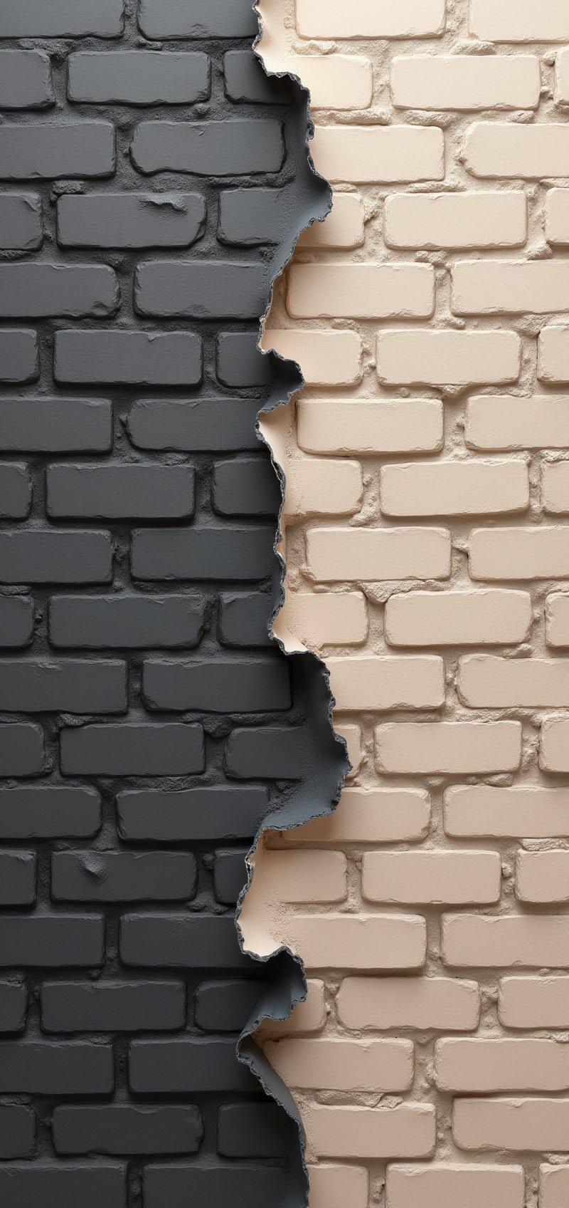 Charcoal Gray and Soft Beige Cement Wall With Brick  4K