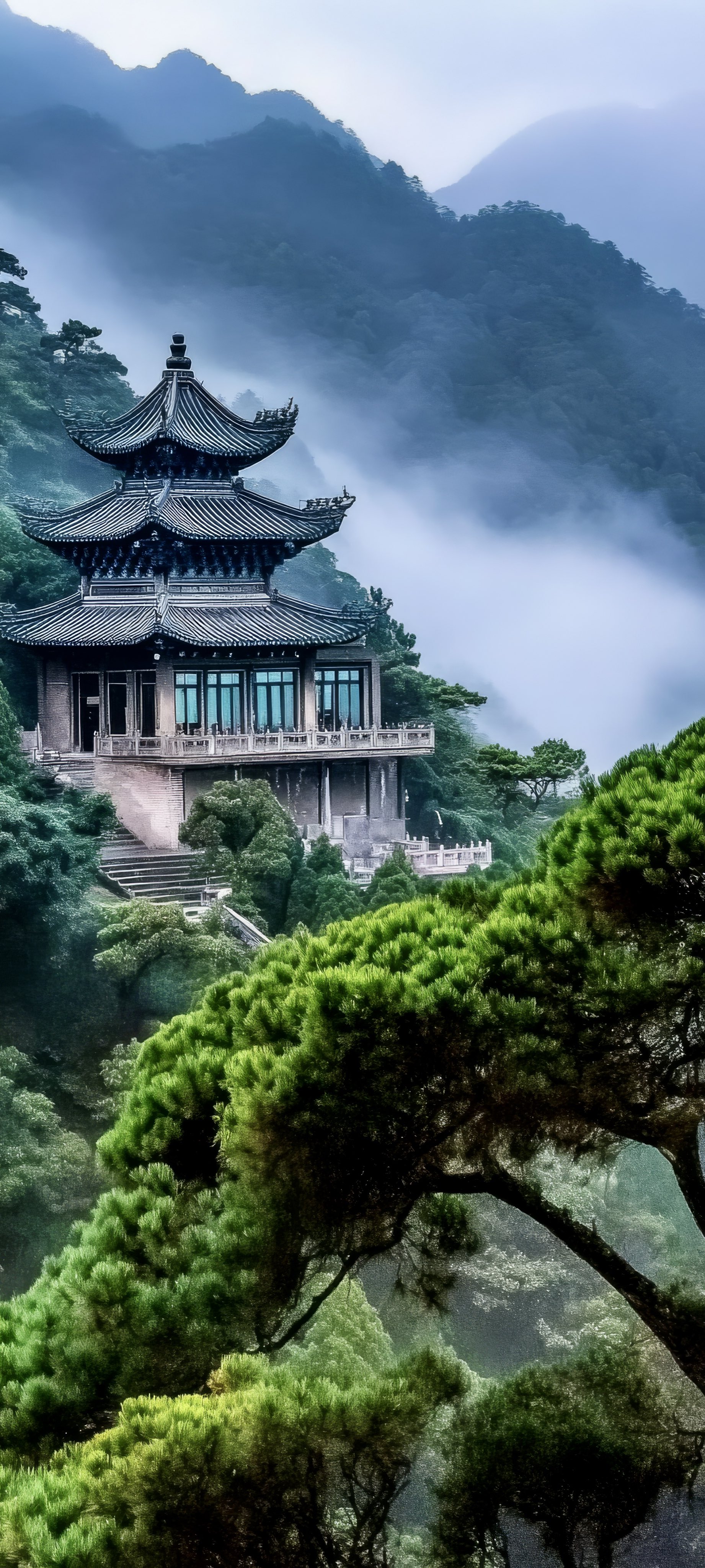 Cloud Kissed Shrines Wallpapers