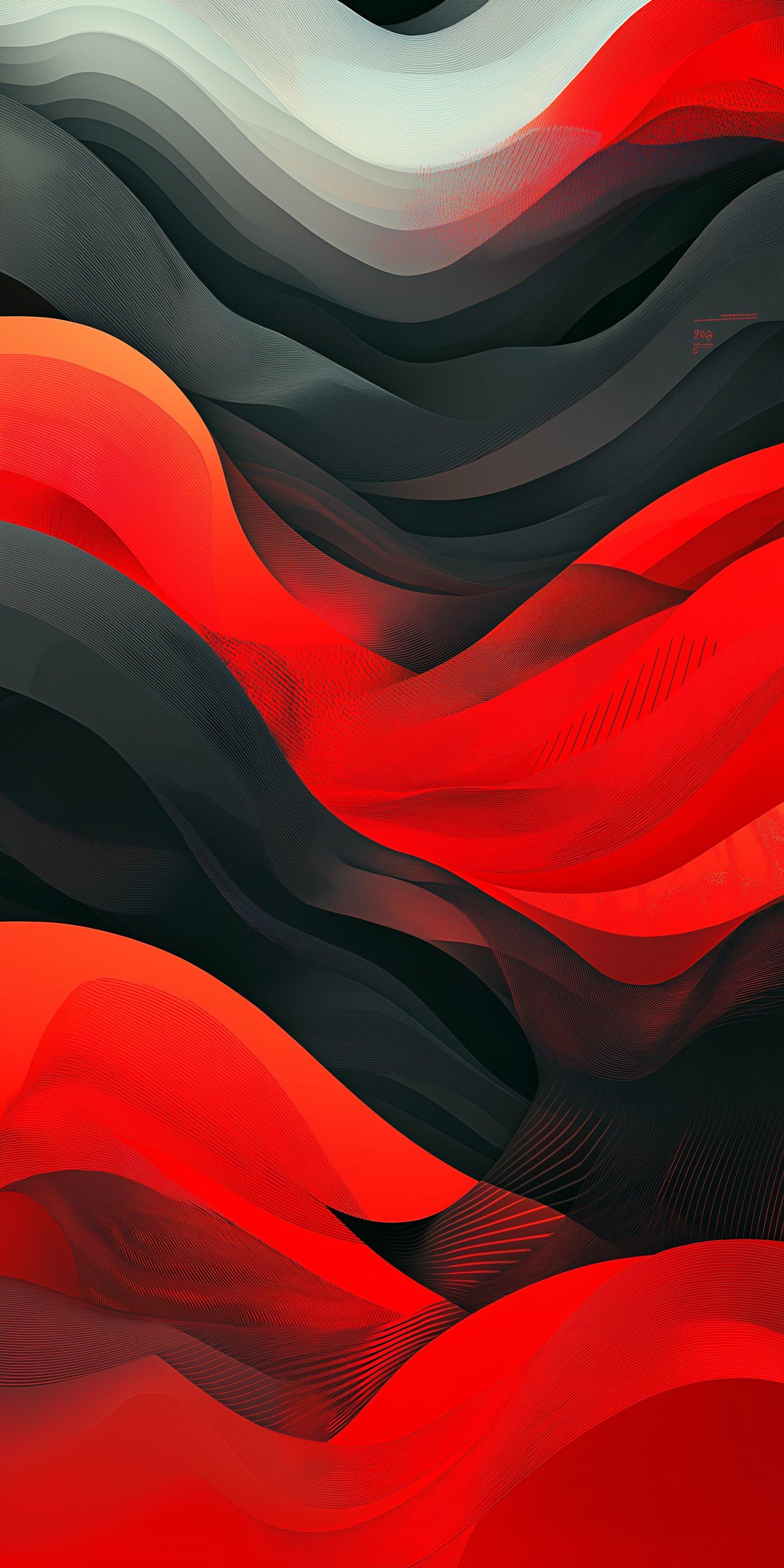 Dynamic Red and Black Abstract Waves