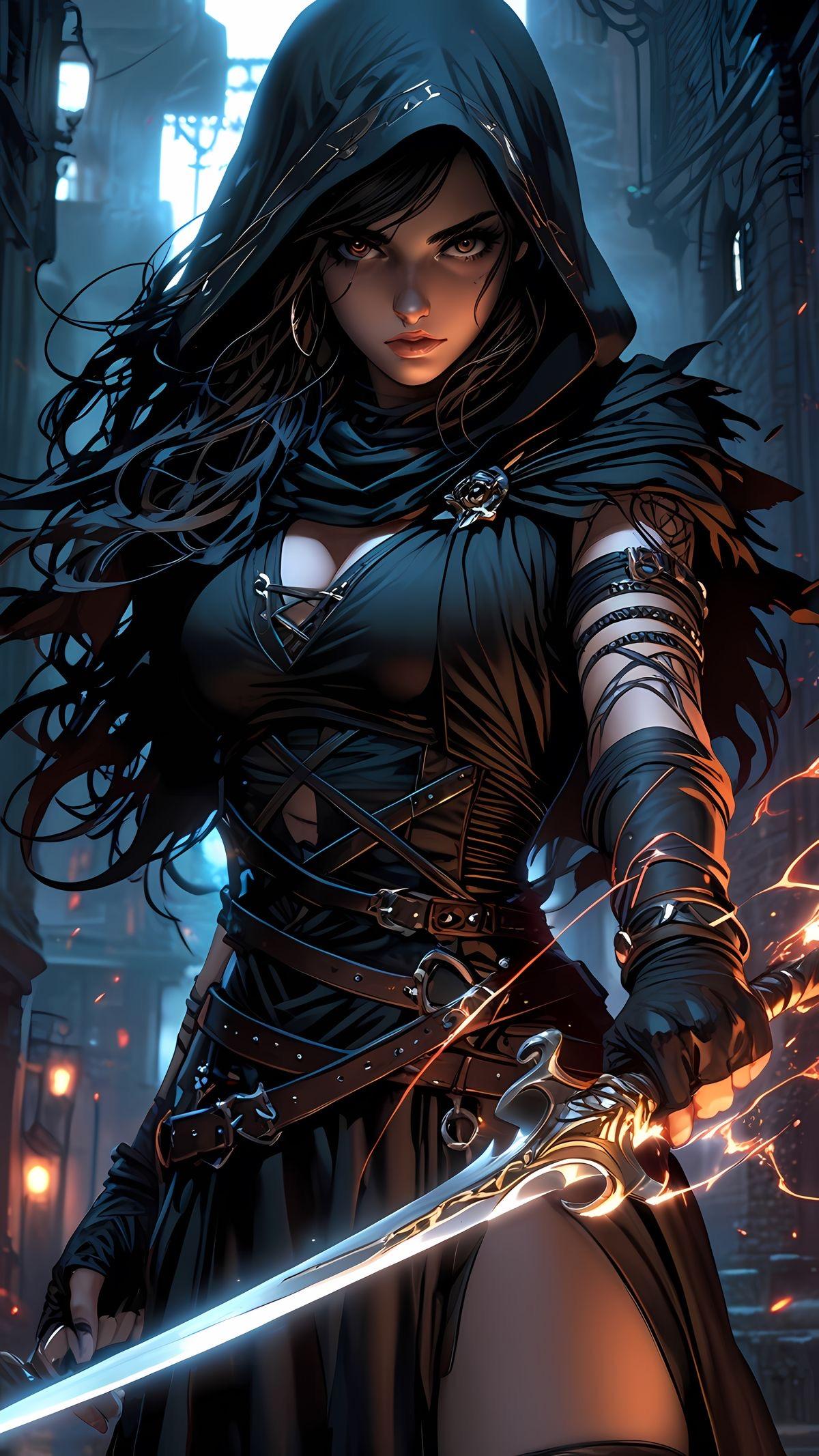 Enchanting Dark Fantasy Heroine Digital Art