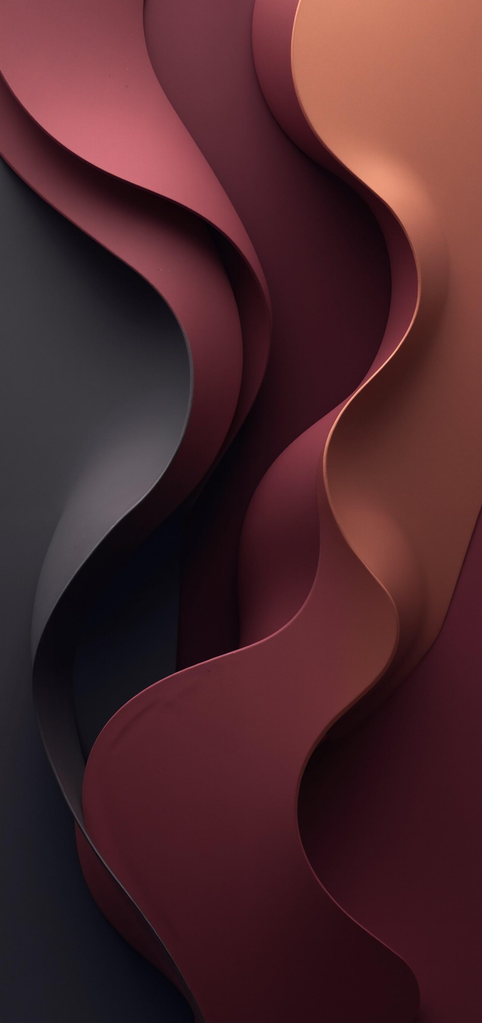 Modern Abstract Layered Waves in Copper and Burgundy Tones