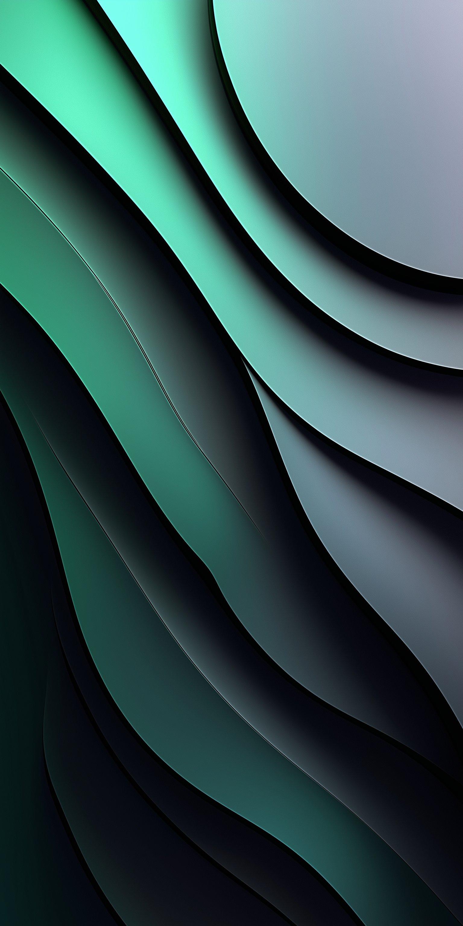 Modern Green Abstract Layered Waves Design